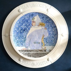 Friends. Panel, porcelain D120 cm