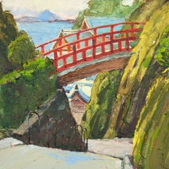 The red little bridge. Enosima island. 27x39cm. Oil on canvas. 2011