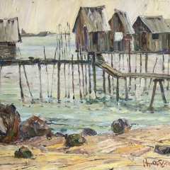 Fishing village. canvas. oil 765x101cm 2009