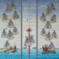 Tryptich \"Wishes\", oil on canvas, 186х166.8 cm 2024
