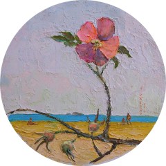 Shamora beach, Шамора. D28cm,  Oil on canvas, 2014